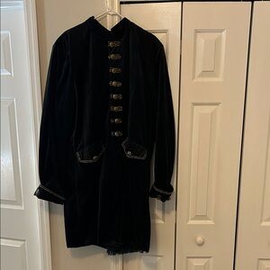 Black Velvet Military Style Coat